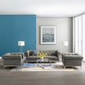Tufted Upholstered Leather 3 Piece Set in Gray T482