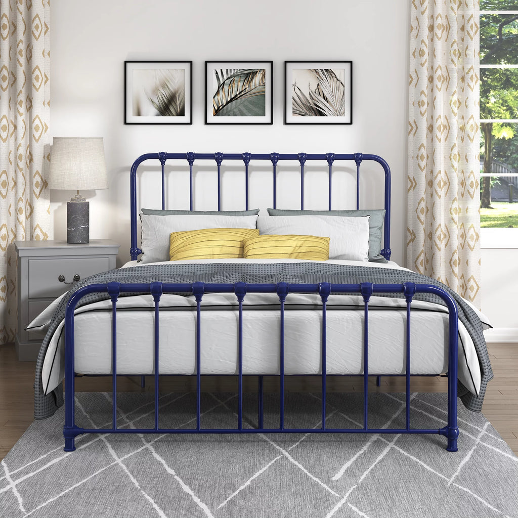 Metal Platform Bed Full Navy Blue J13173