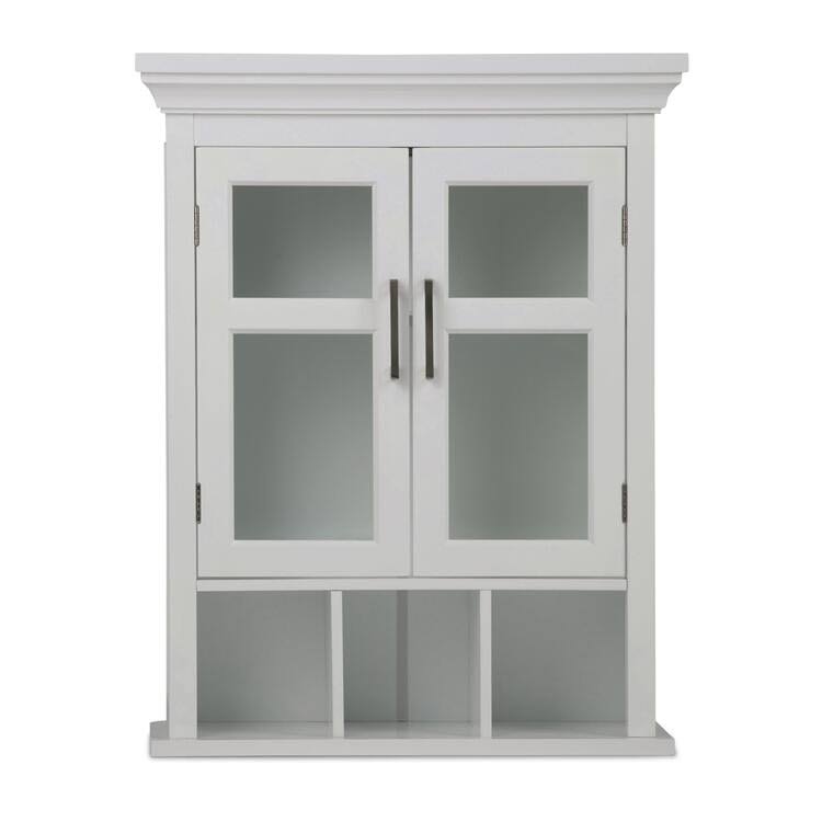 White Two Door Wall Cabinet with Cubbies L1177