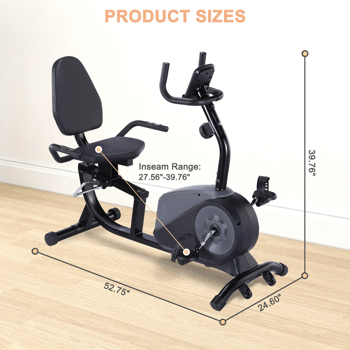 Recumbent Exercise Bike with 16 Levels Magnetic Resistance S9244