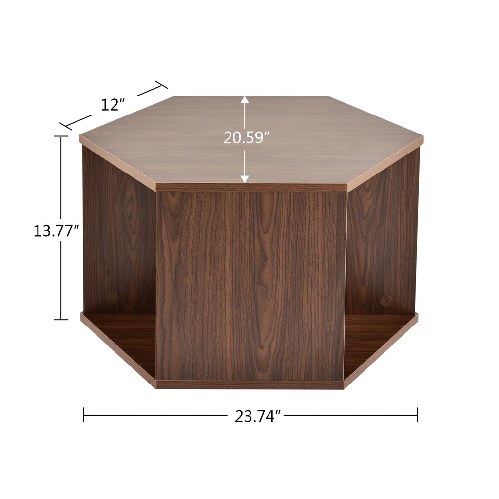 Hexagonal Walnut Finished Coffee Table N242