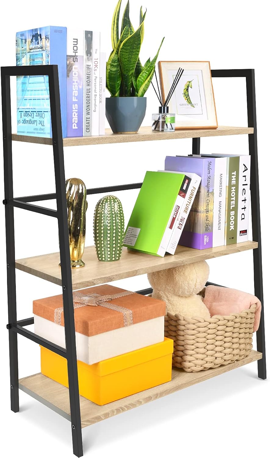 5-Tier Industrial Bookshelf with Metal Frame L280