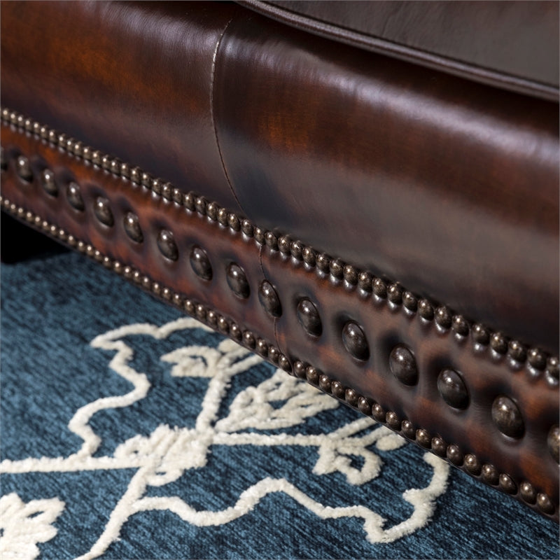 Brown Leather Chair With Nailheads Q582003