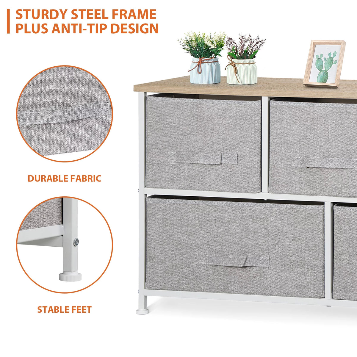 Brown 5 Drawer Fabric Dresser R815000