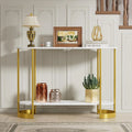 Gold 2-Tier Faux Marble Console Table Z6861