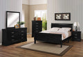 4pc Twin Size Bed Set Dresser Mirror Nightstand Black Wooden W6494