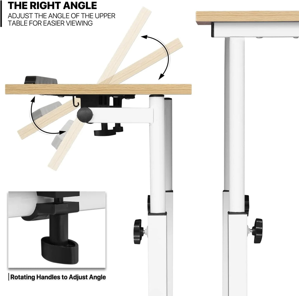 Adjustable Mobile Standing Desk with 2 Platforms Q9743