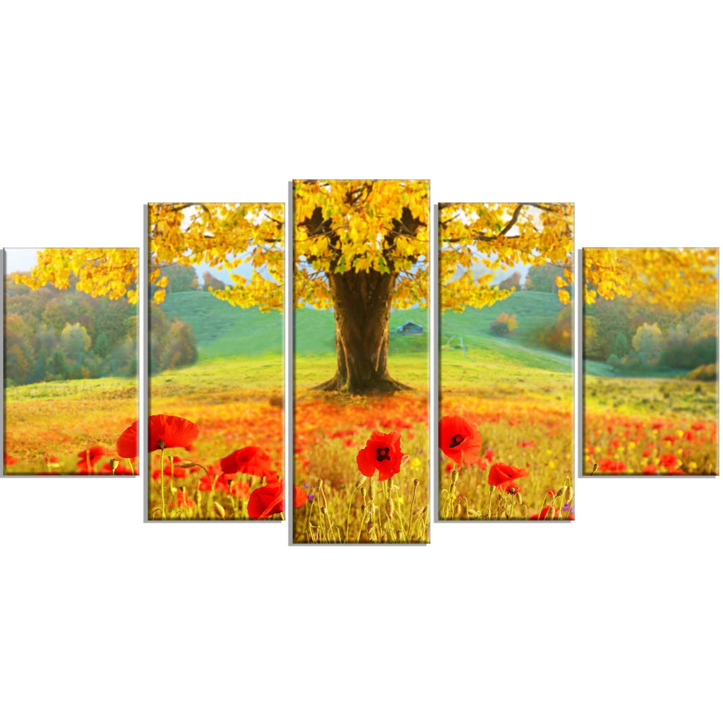 Modern Floral Canvas Art - 60x32 5 Panels X85041