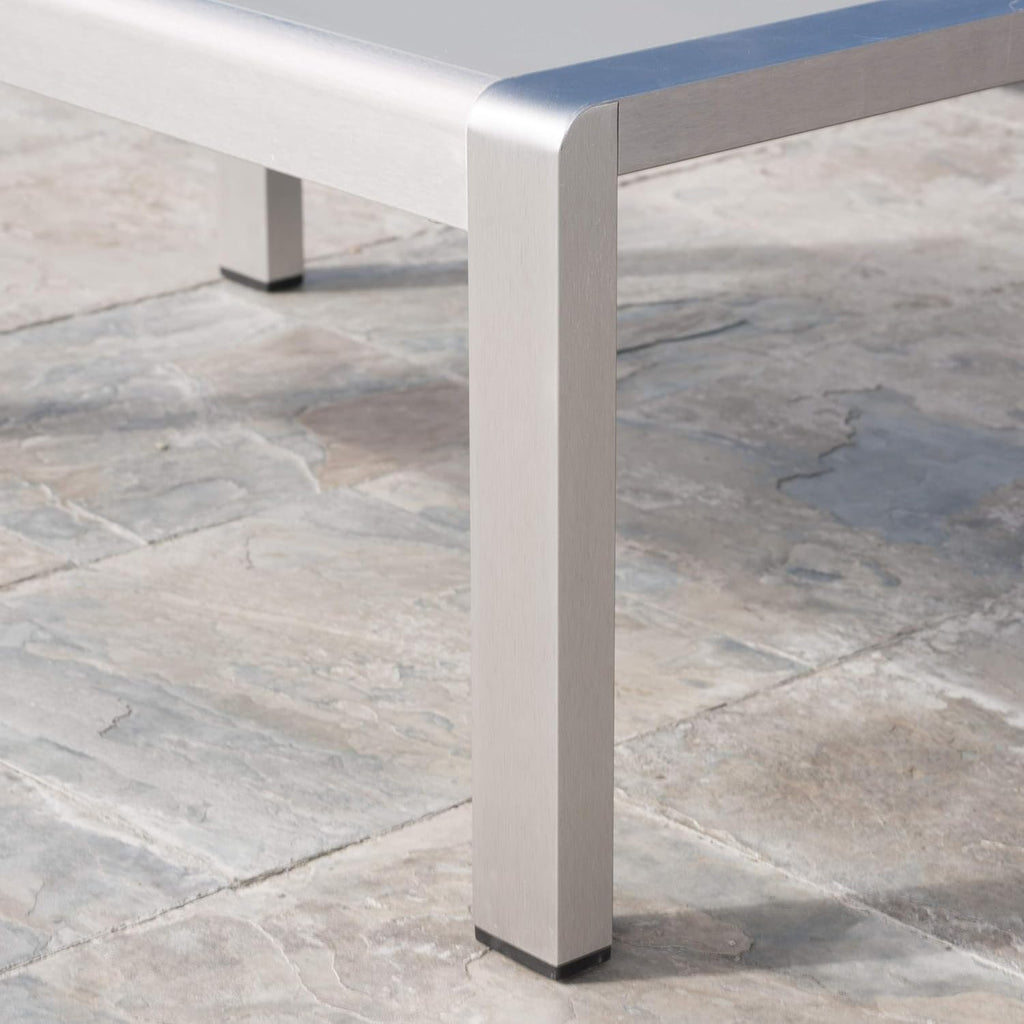 Silver Aluminum Coffee Table with Glass Top U783
