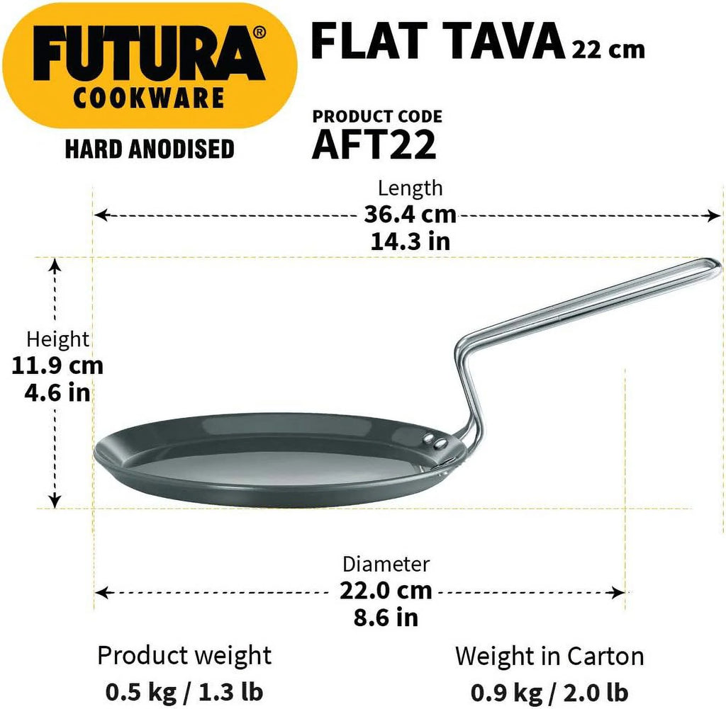 8-Inch Hard Anodised Flat Tava Griddle R481614