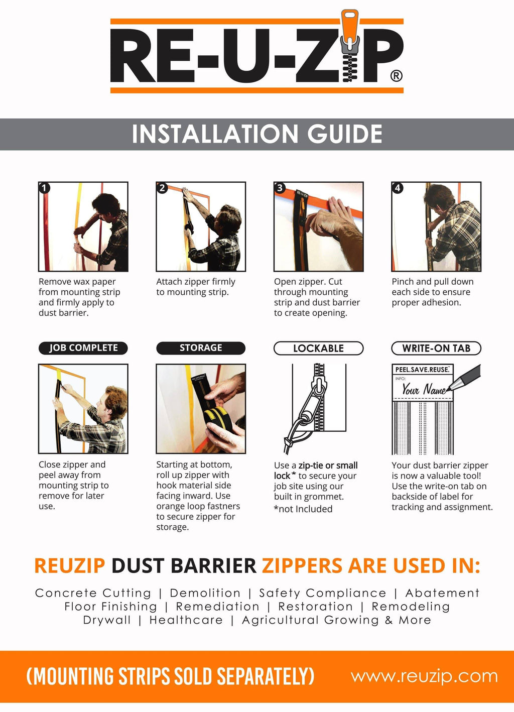 Red Reusable Dust Barrier Zipper 6 Pack B335808