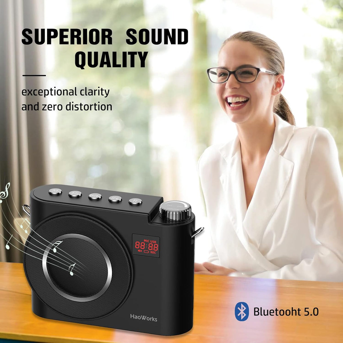 20W Wired Microphone Voice Amplifier with Speaker, Bluetooth Mini PA System, Pack of 2 C579674