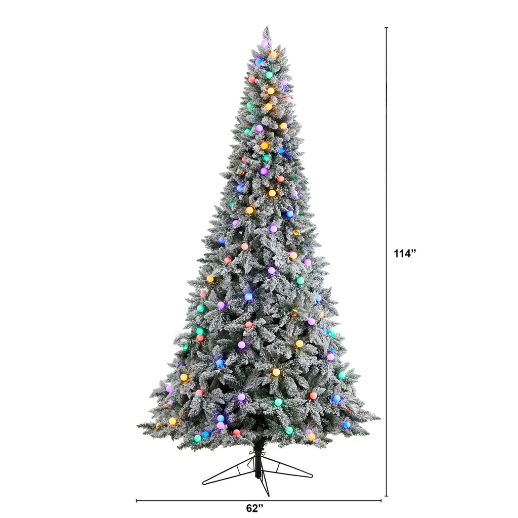 9.5Ft. Artificial Christmas Tree With 150 Multi Color Globe Bulbs And 2297 Bendable Branches K6717