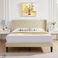 Queen Platform Bed Frame with Upholstered Headboard V8852