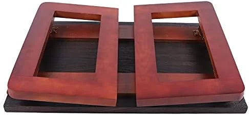 Walnut Oval Nesting Coffee Table Set of 2 with Metal Legs B7276