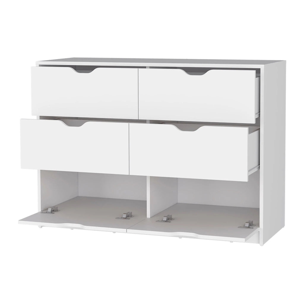 White Manufactured Wood Six Drawer Dresser O8851