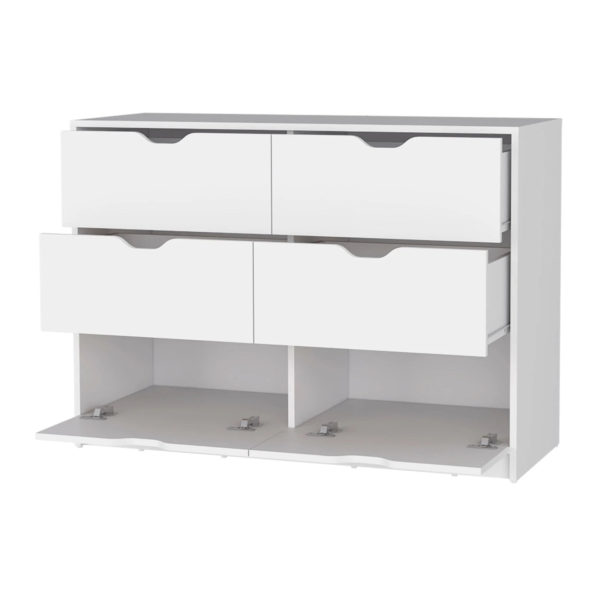 White Manufactured Wood Six Drawer Dresser O8851
