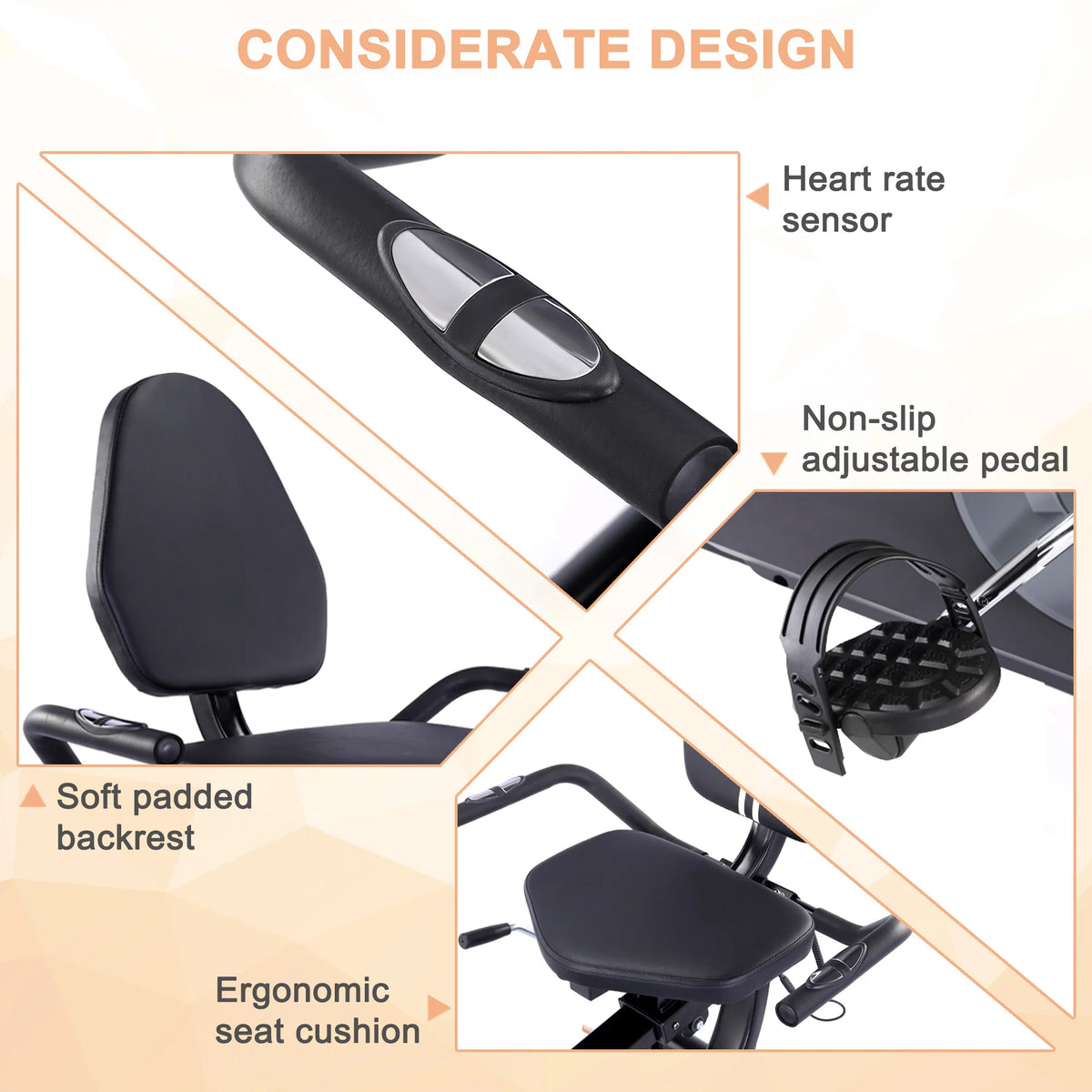 Recumbent Exercise Bike with 16 Levels Magnetic Resistance S9244