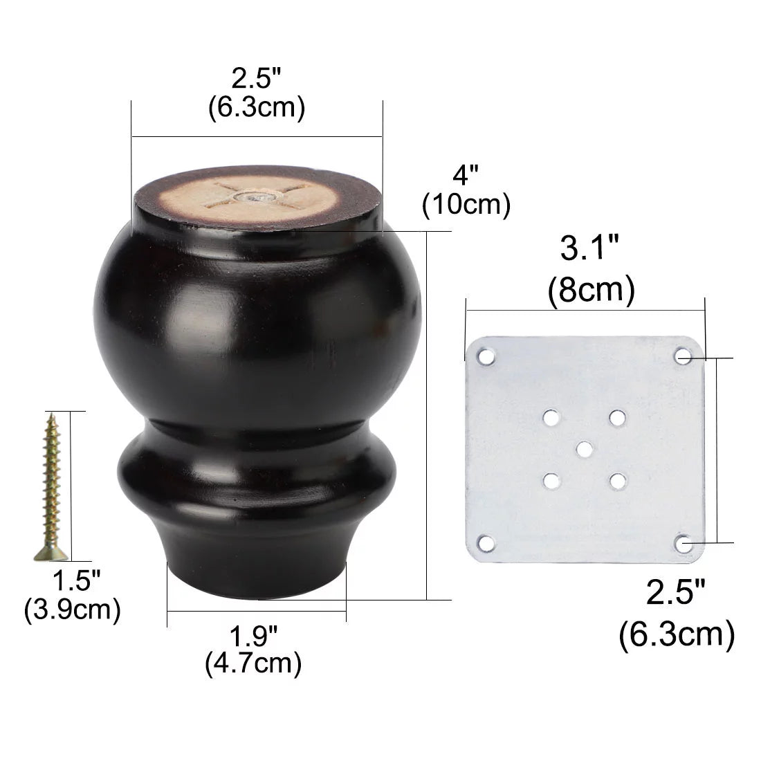 4" Wood Furniture Leg 4 Pack F970