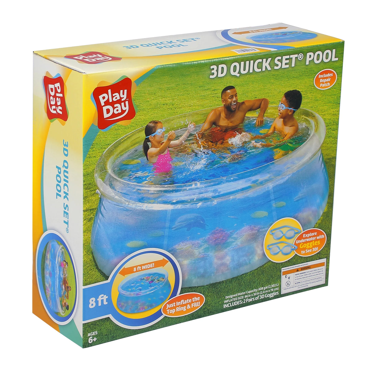 8-Foot Round 3D Transparent Quick Set Above Ground Pool S400515