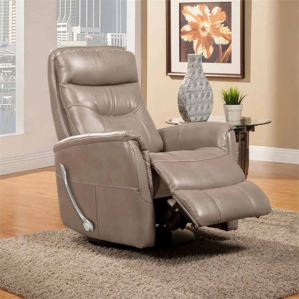 Linen Brown Polyester PU Swivel Glider Recliner G63114
