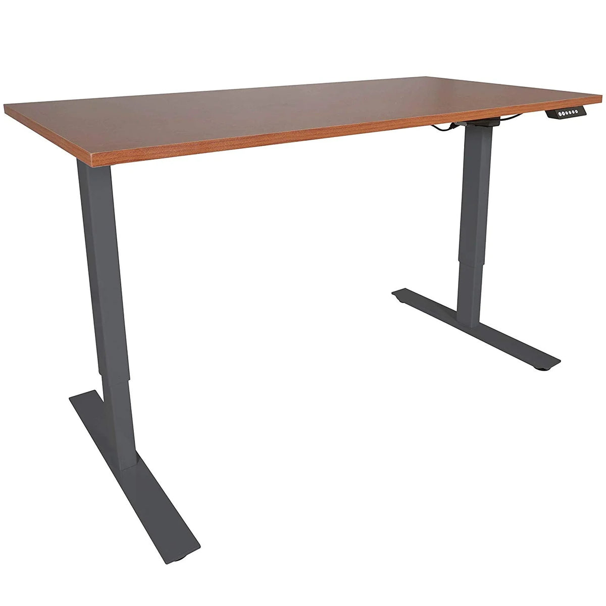 Adjustable Sit/Stand Desk 30" x 60" Cherry Finish Black Frame J71451