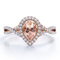 1.75 Carat Pear Cut Created Morganite and Moissanite Engagement Ring in 18k Gold Over Sterling Silver U8781