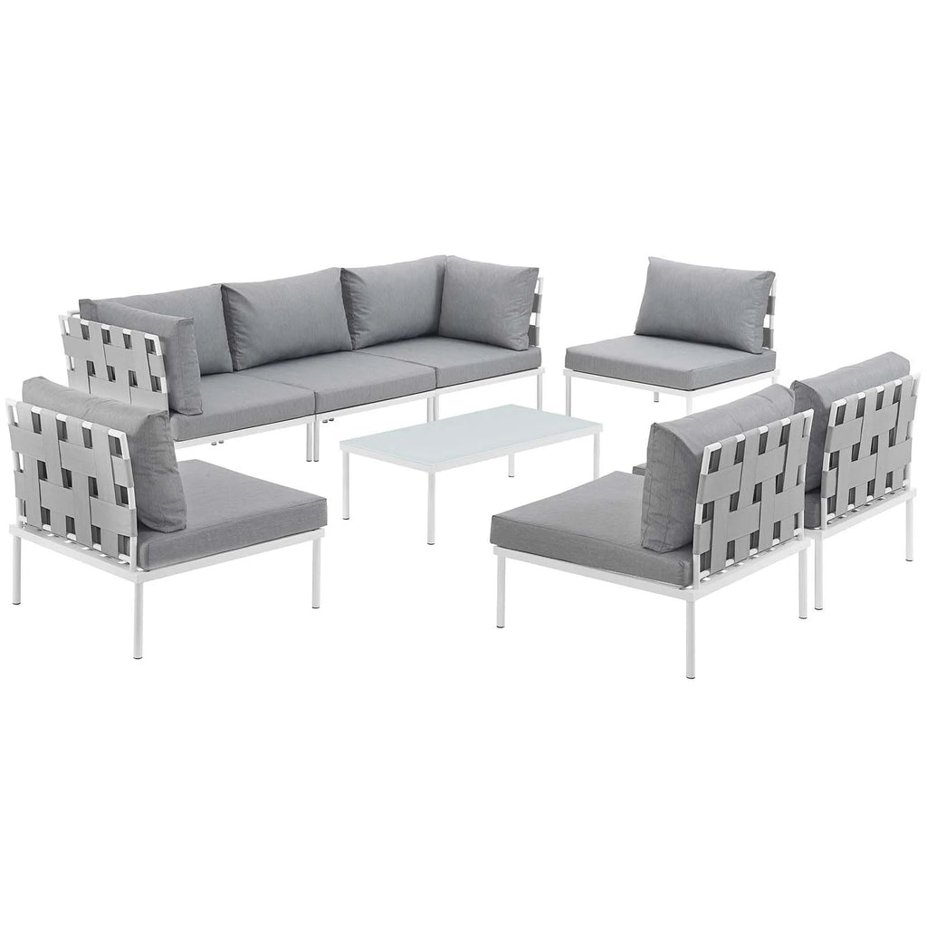 White Gray 8 Piece Outdoor Aluminum Sectional Sofa Set F383620