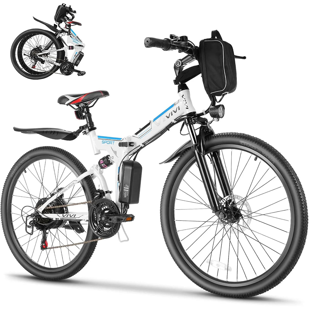 26'' Folding Electric Mountain Bike 500W 21 Speed 48V Removable Battery H393603
