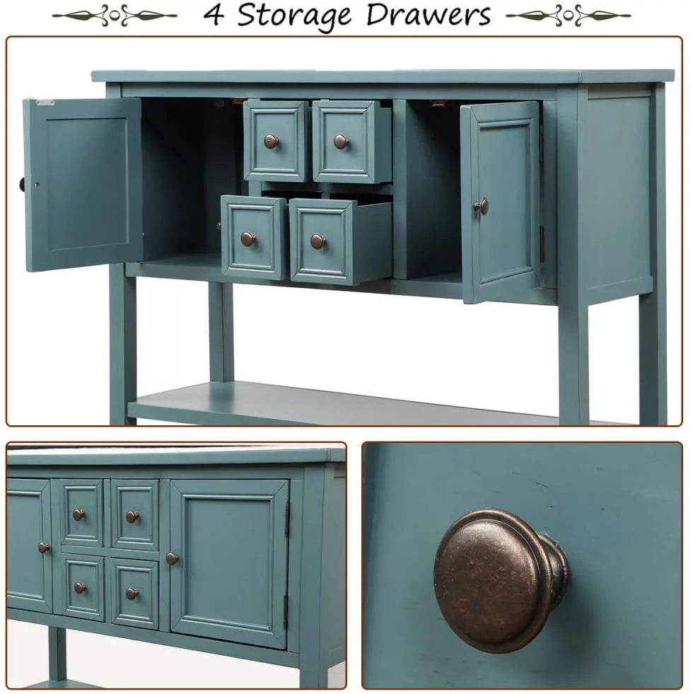 Console Table with Storage Drawers Cabinets and Bottom Shelf B800953