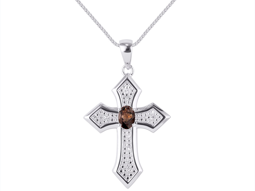 White Gold 14K Cross Necklace with 18" Chain A477832