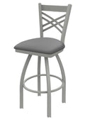 25 inch Swivel Counter Stool with Anodized Nickel Finish and Grey Seat A422