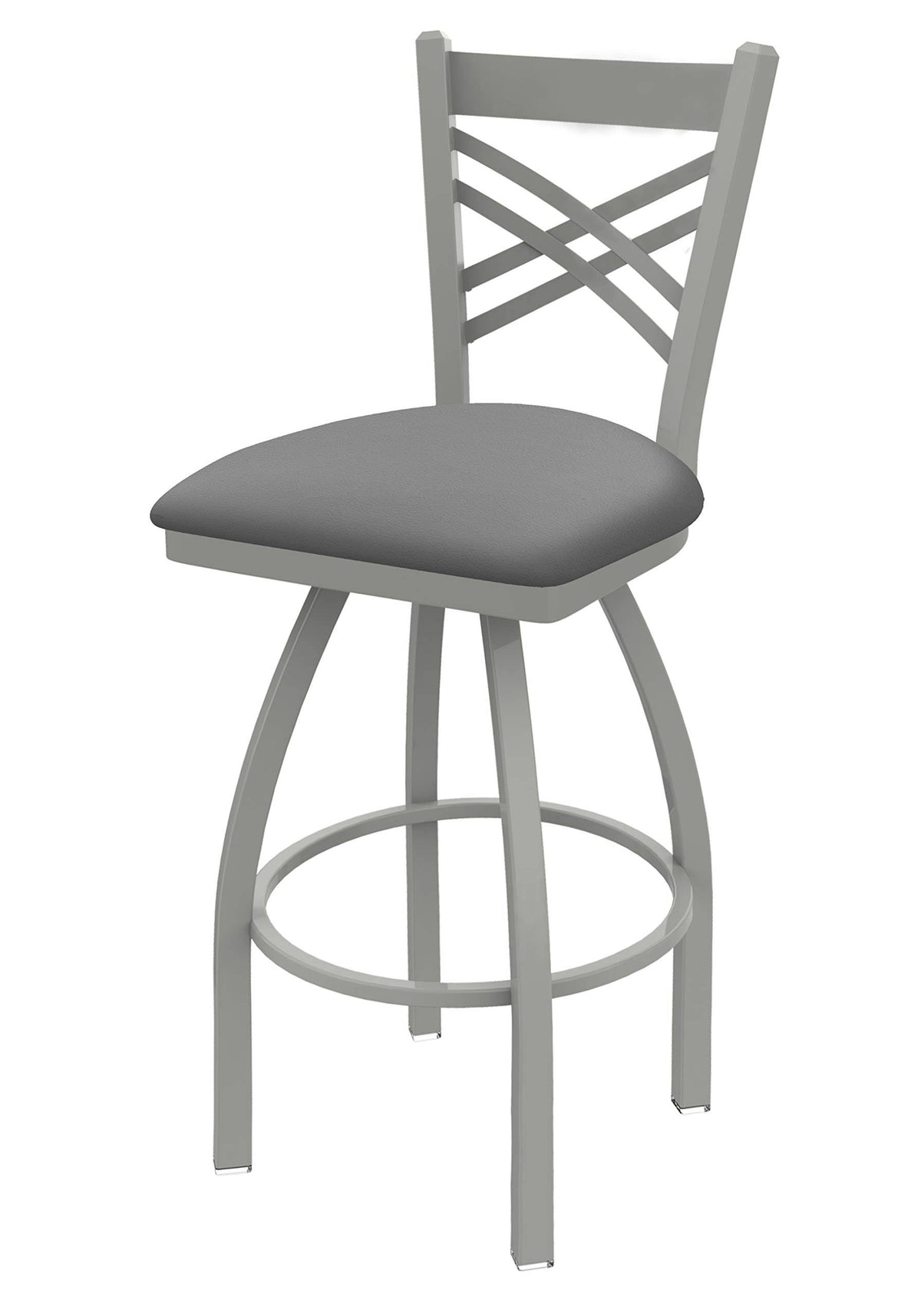 25 inch Swivel Counter Stool with Anodized Nickel Finish and Grey Seat A422