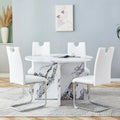 White 5 Piece Round Dining Table Set E85248