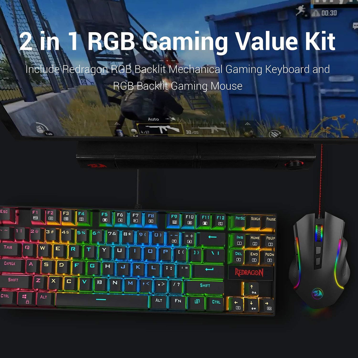 Mechanical Gaming Keyboard and Mouse Combo, Tenkeyless, 60% with Arrow Key, 7200 DPI Mouse, Pack of 2 V568