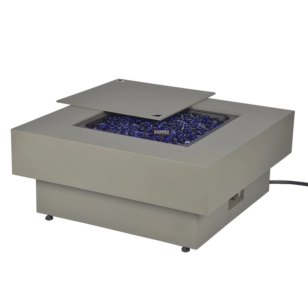 Round 50,000 BTU Gas Fire Pit Table with Lid J496997