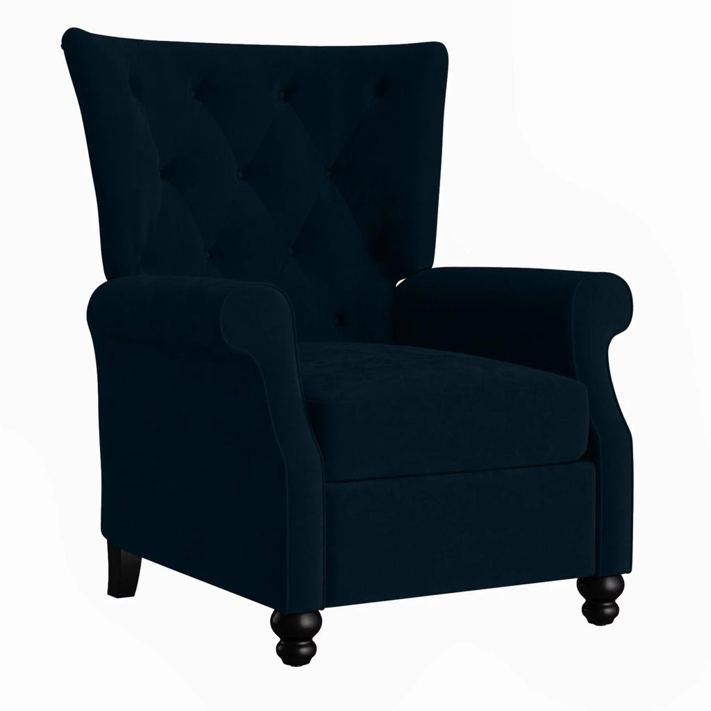 Navy Blue Velvet Push Back Recliner N365