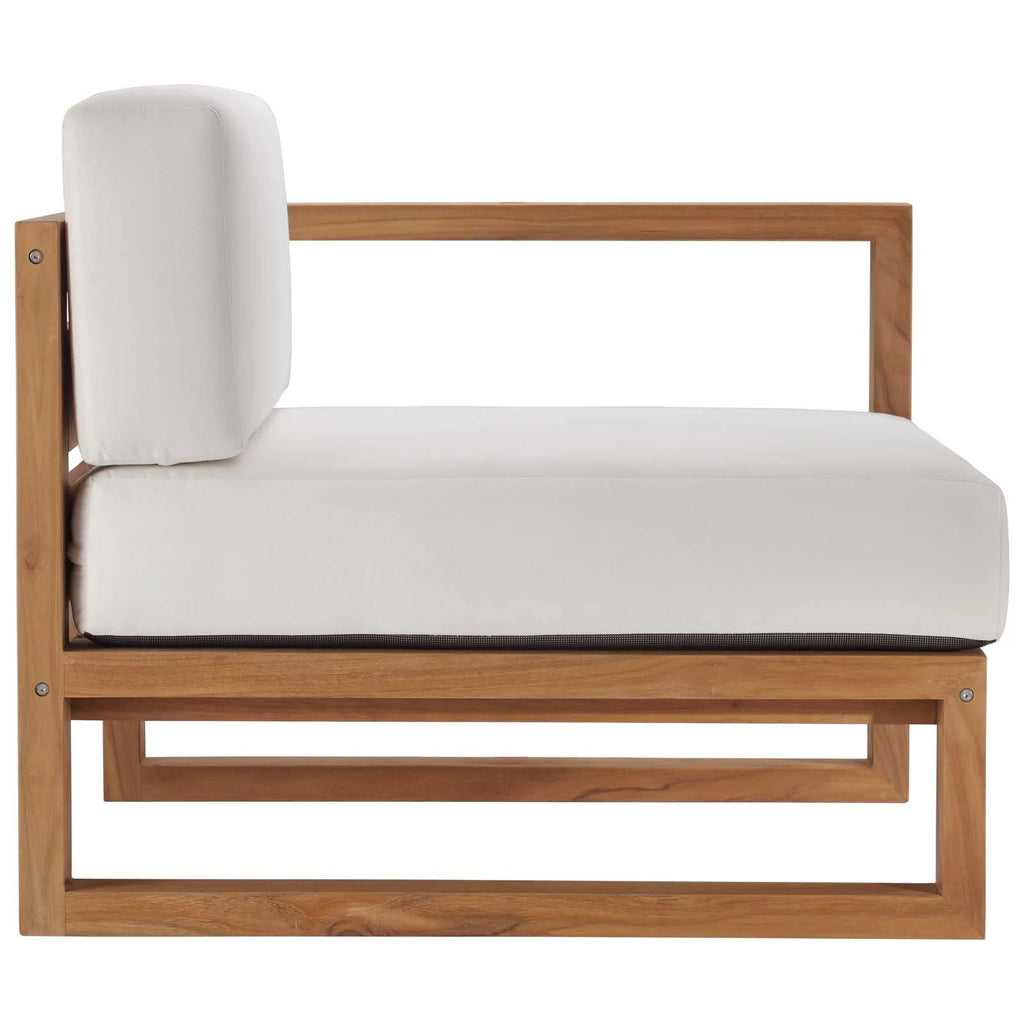 White Teak Wood Fabric Lounge Chair Z386