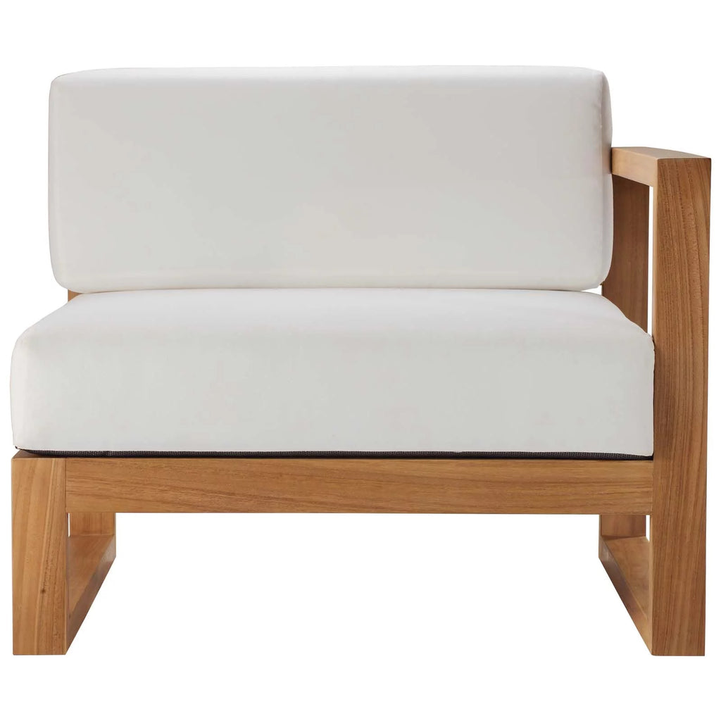 White Teak Wood Fabric Lounge Chair Z386