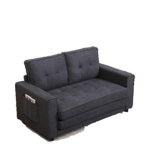 3-in-1 Upholstered Futon Sofa Bed Game Mats, Foldable Pull Out Sleeper Couch Bed, Convertible Floor Game Mats, Dark Gray K57376