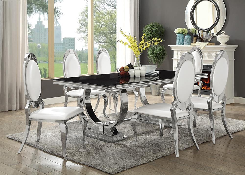 Rectangular Dining Table Chrome and Black G538