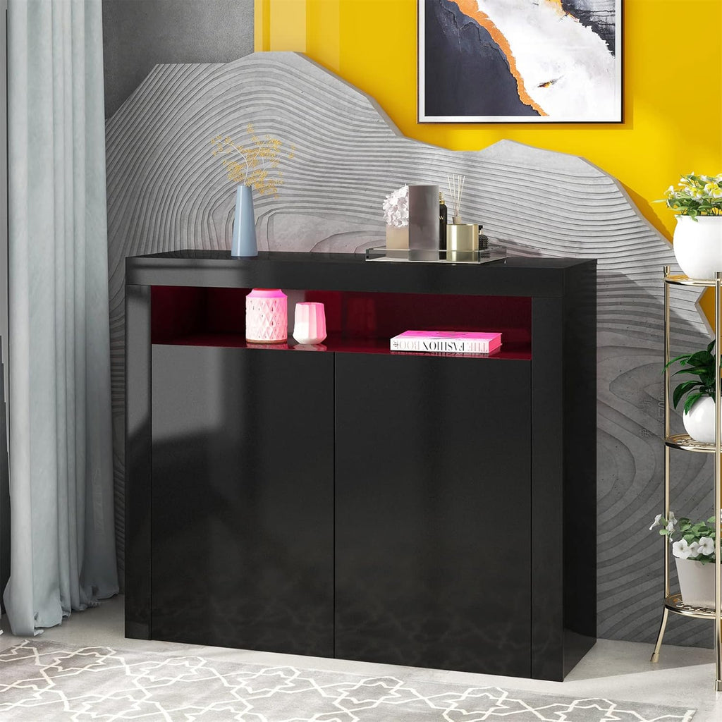White LED Sideboard Cabinet with 3 Doors J83638