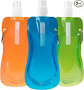 Collapsible Sports Water Bottle 3 Pack, 480 mL, Blue, Orange, and Green A63400