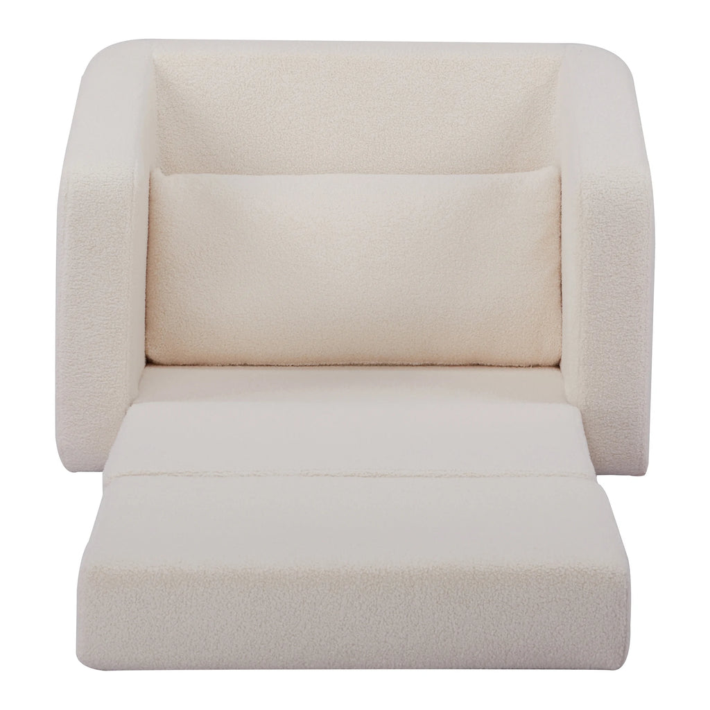 Ivory Polyester Sherpa Convertible Chair B4029