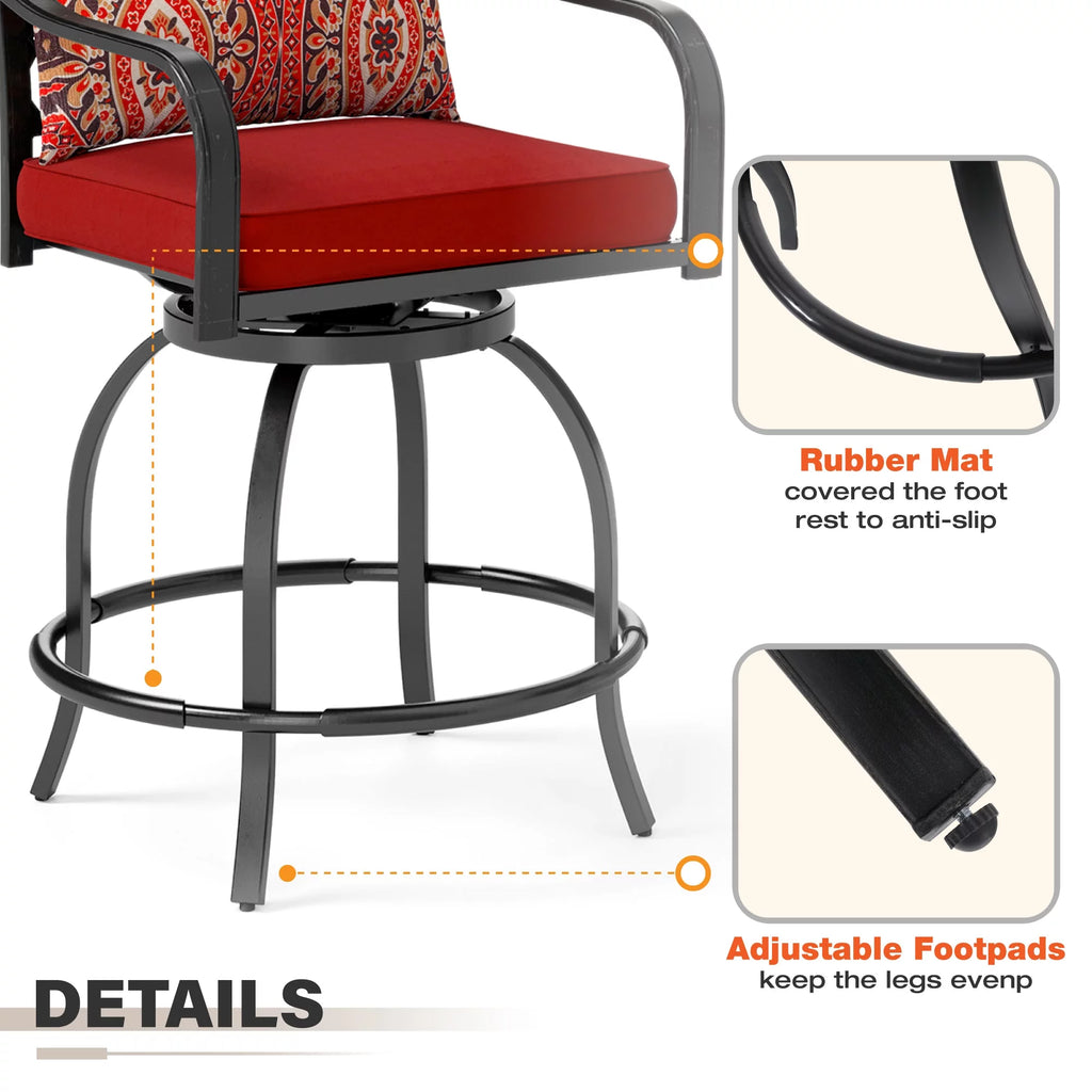 4 Pc Metal Swivel Bar Stools Set with Cushions M7305