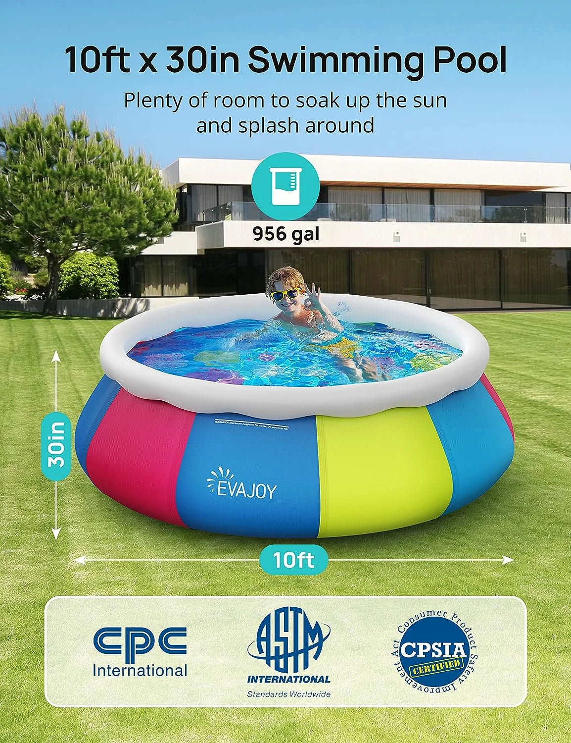 10ft 30in Inflatable Swimming Pool with Pool Cover L6195