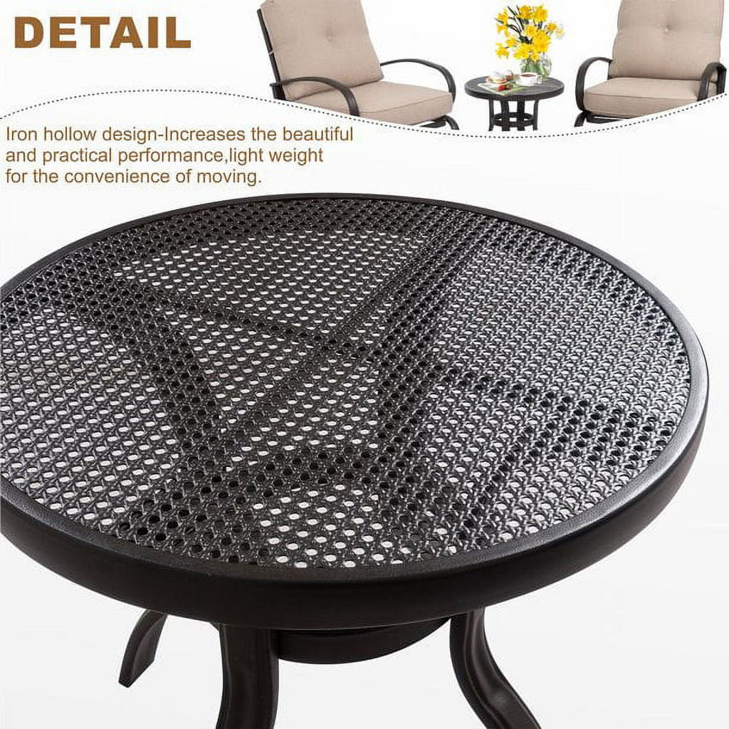 4 Pieces Outdoor Metal Patio Furniture Set with Coffee Table Blue Y1395