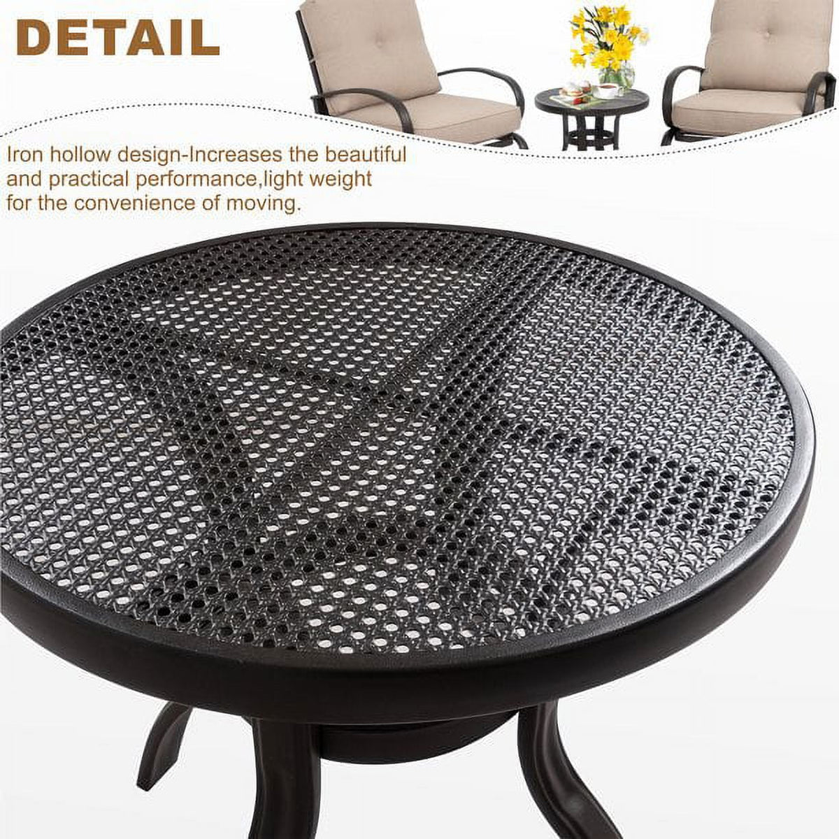 4 Pieces Outdoor Metal Patio Furniture Set with Coffee Table Blue Y1395