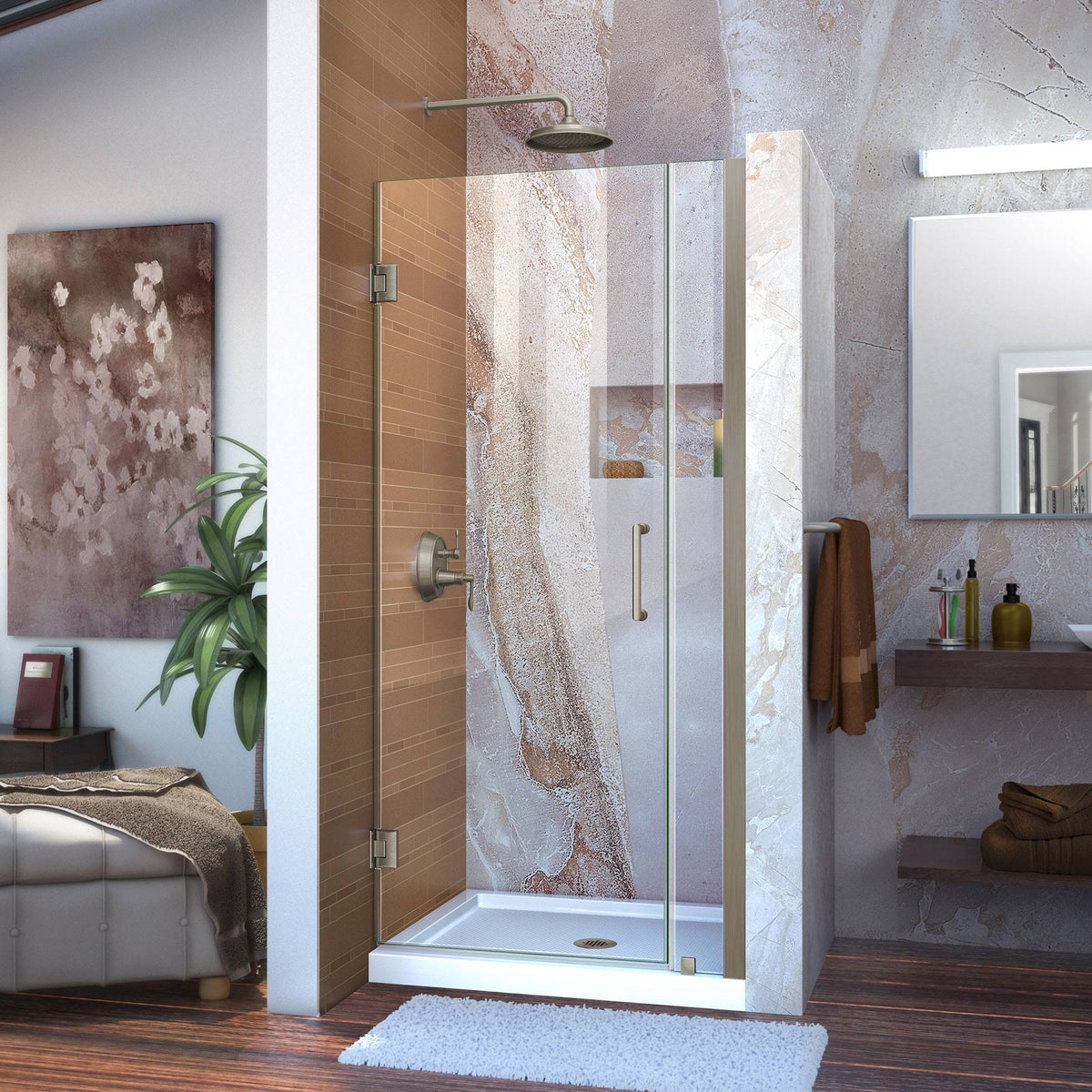Frameless Hinged Shower Door Brushed Nickel K891535
