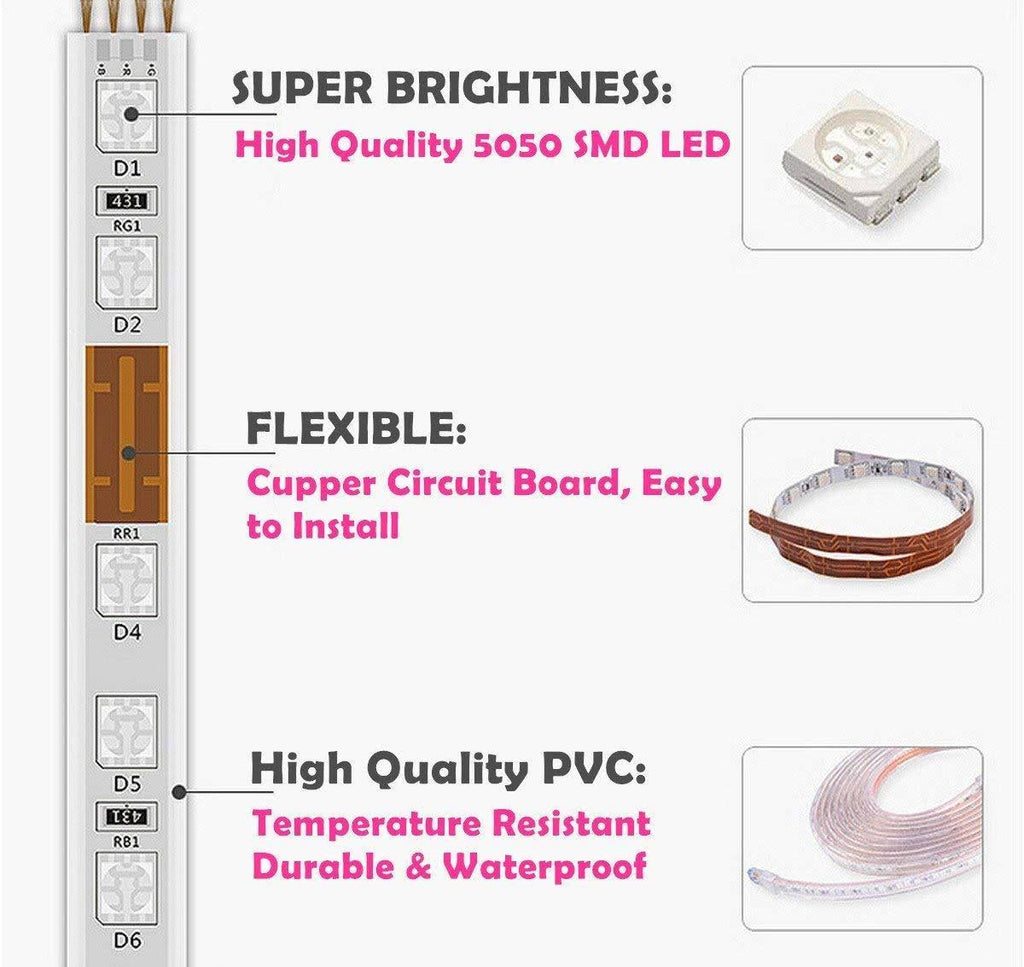 RGB LED Strip Light, Waterproof Multi Colors Dimmable SMD5050 LED Rope Light N340